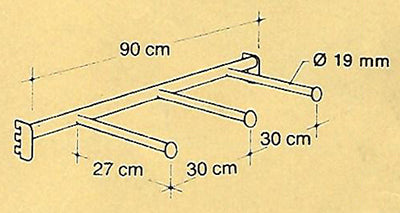 F-REKKI 3-kannattimella 900mm, kromattu